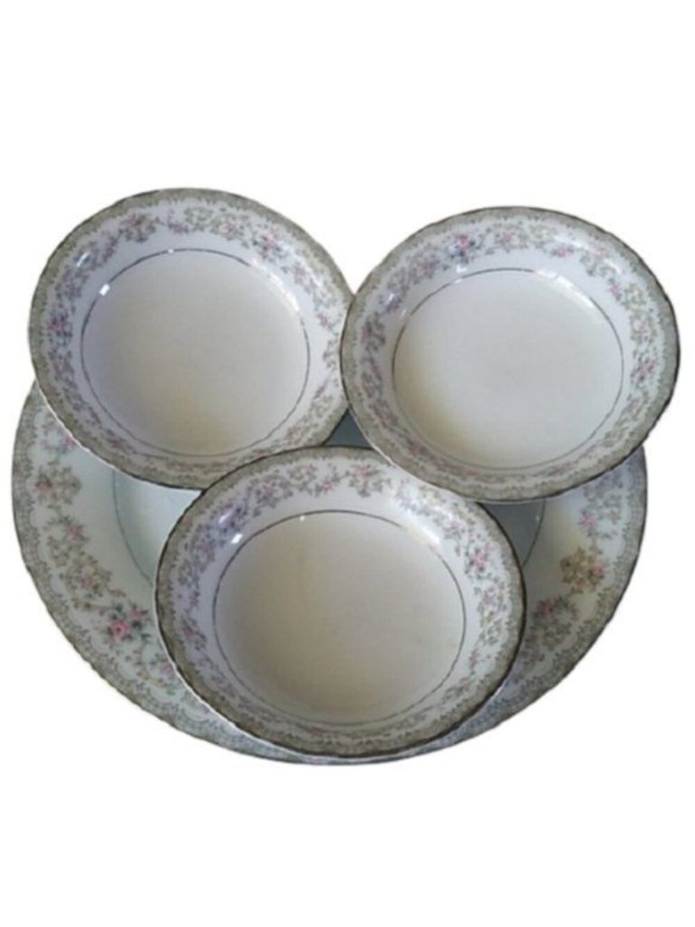 Noritake Edgewood 5807 Dinner Plate + 3 Fruit Bowls